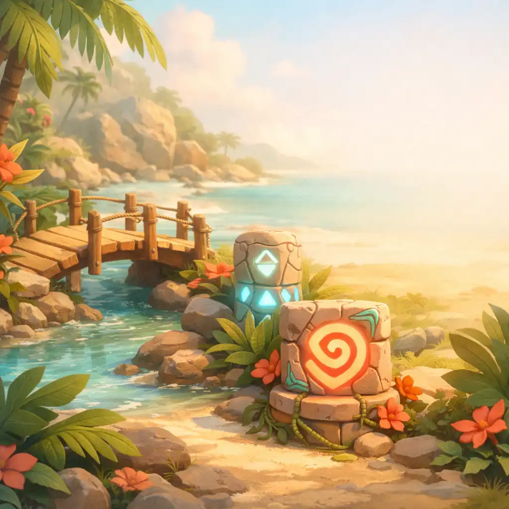 Részletes trópusi sziget környezet puzzle elemekkel